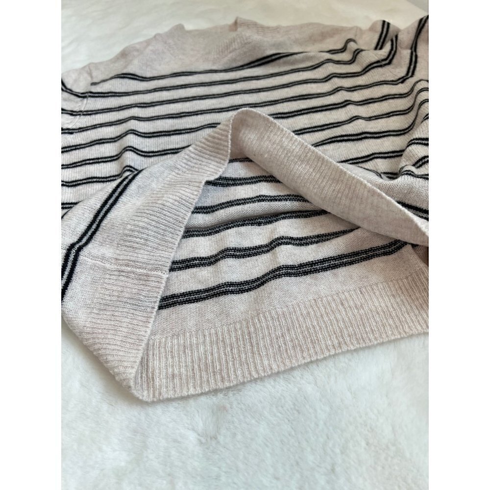 NWT FRAME Size L Stripe Wool & Cashmere Crop Sweater In Oatmeal MSRP$295 - Picture 12 of 12